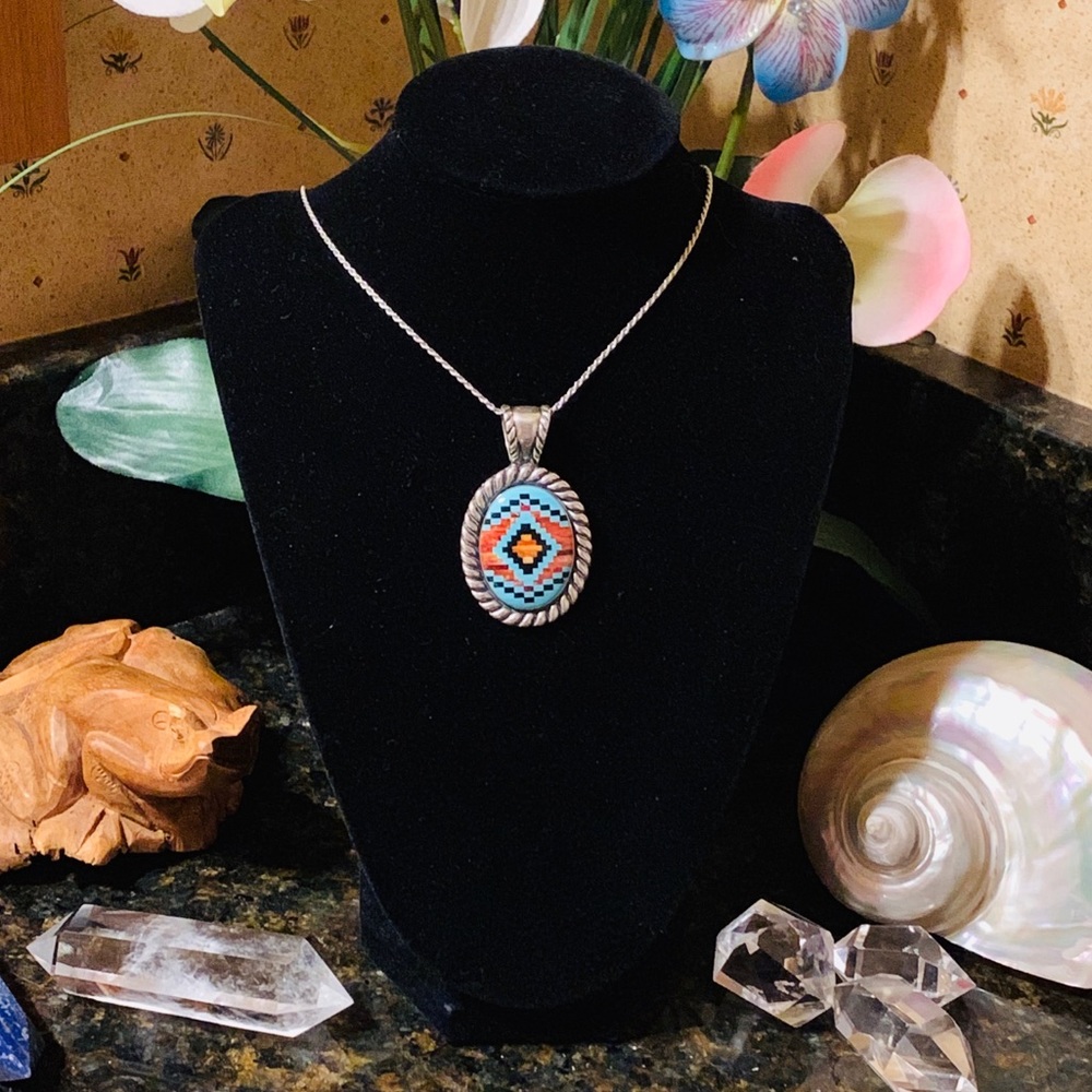 Carolyn Pollack Spiny oyster/turquoise pendant